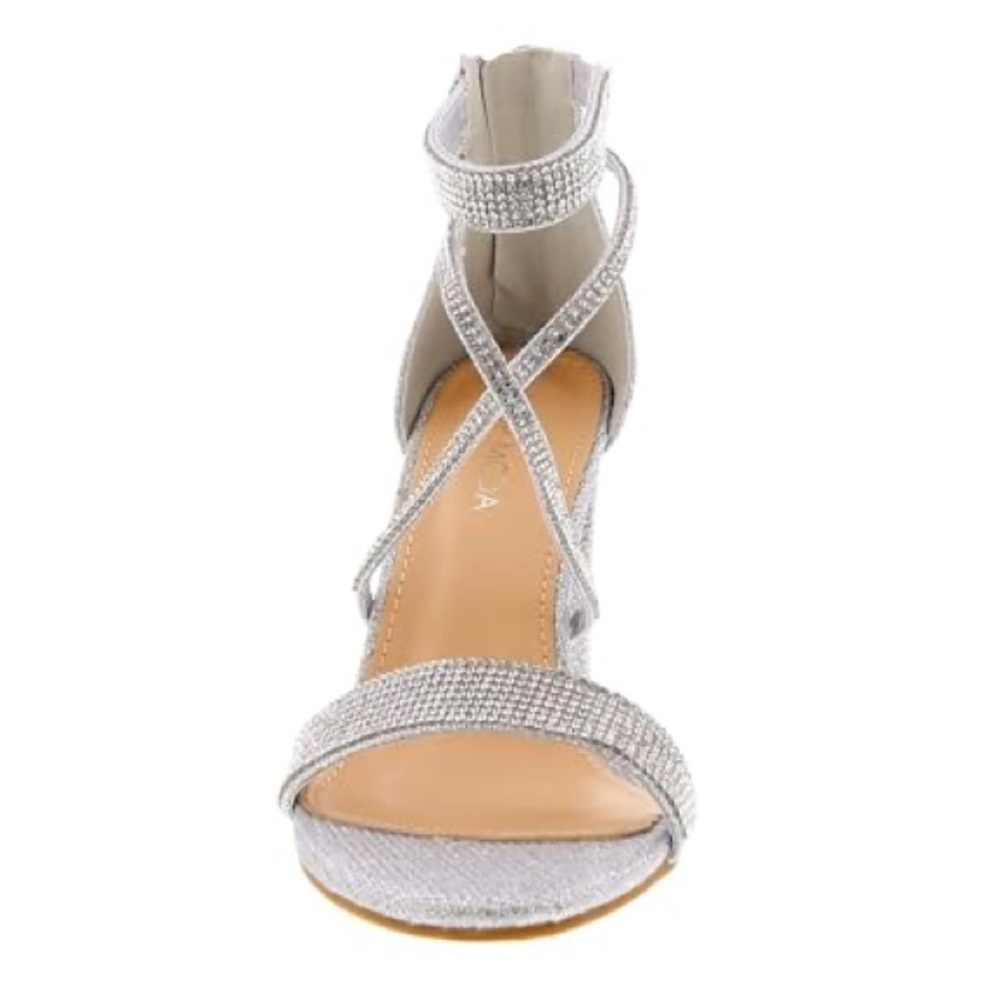 TOP Moda Silver Rhinestone Heels | Size 10 | 3.2” - Picture 9 of 10